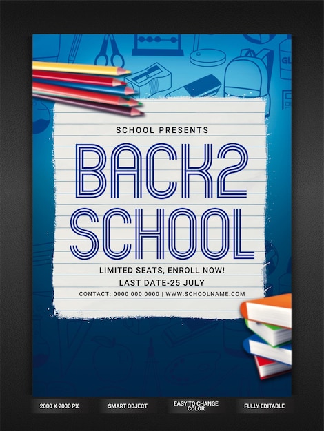 PSD back to school club party flyer template