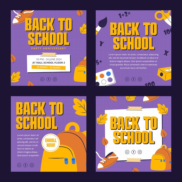 back to school collection instagram posts template