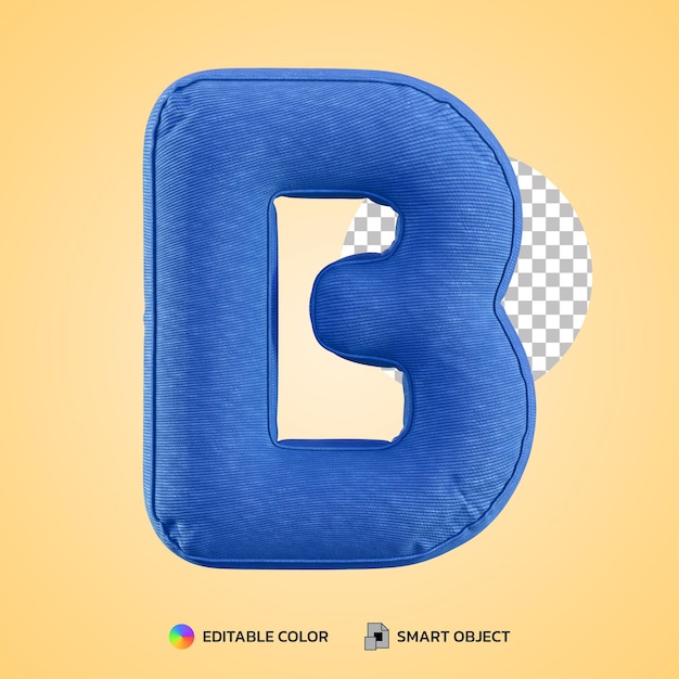PSD back to school concept alphabet pillow letter b shape