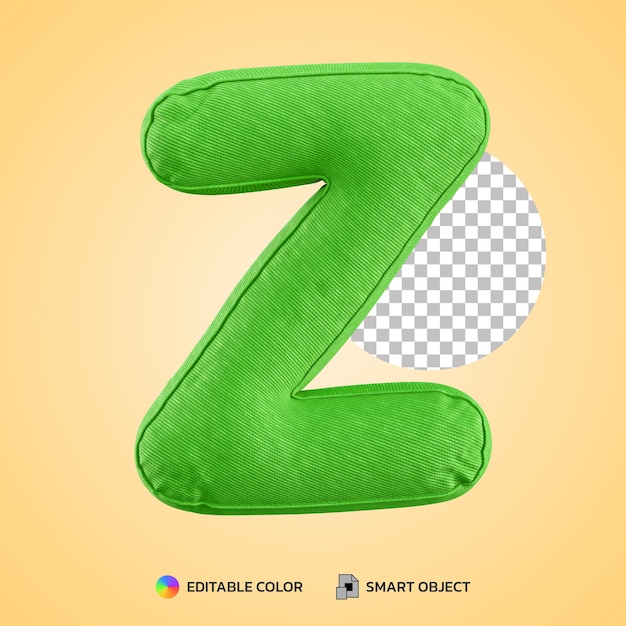 PSD back to school concept alphabet pillow letter z shape