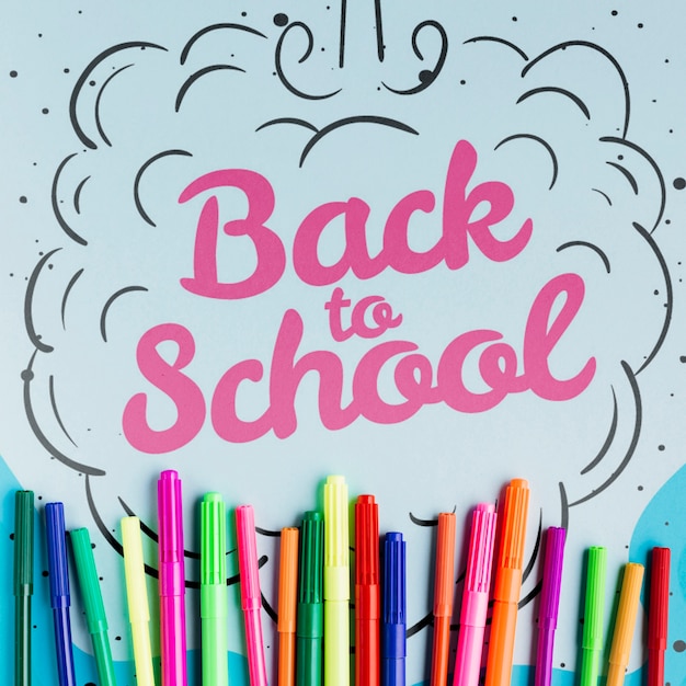 PSD back to school concept with colourful markers