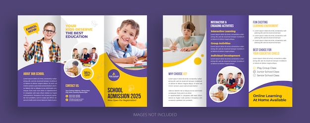 Modello di brochure a tre ante per l'ammissione alla scuola