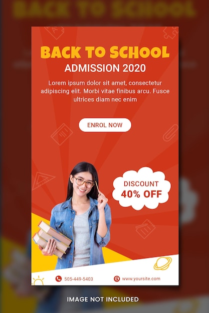 PSD back to school education banner instagram post