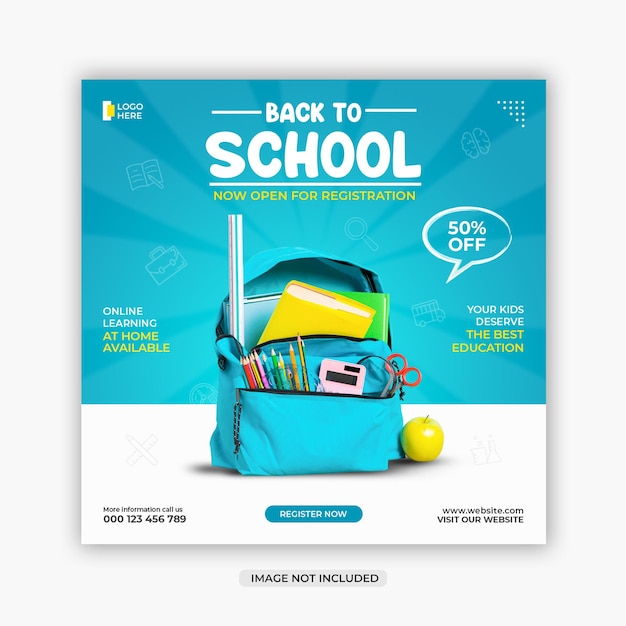 PSD back to school education social media post template