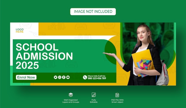 PSD back to school facebook cover banner template instagram post