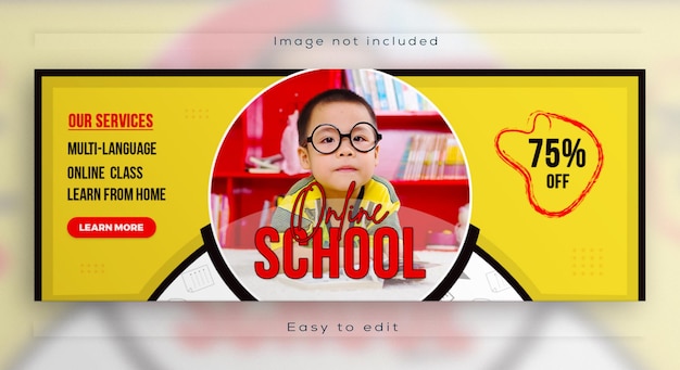 PSD back to school facebook cover photo education web banner admission social media promotion post