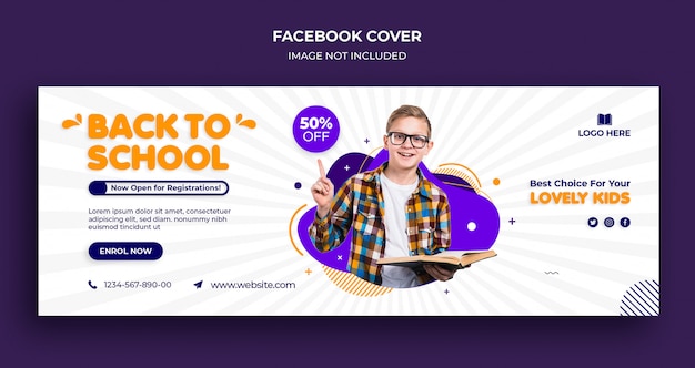 Torna a scuola copertina della timeline di facebook e modello di banner web