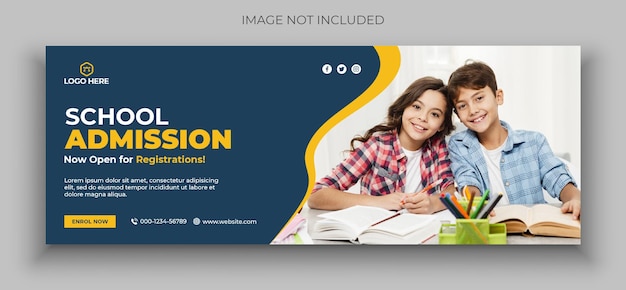 Back to school facebook timeline cover and web banner template