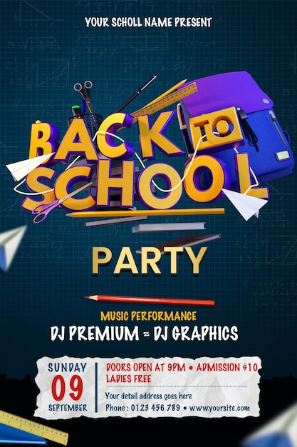 Back to school  flyer party template