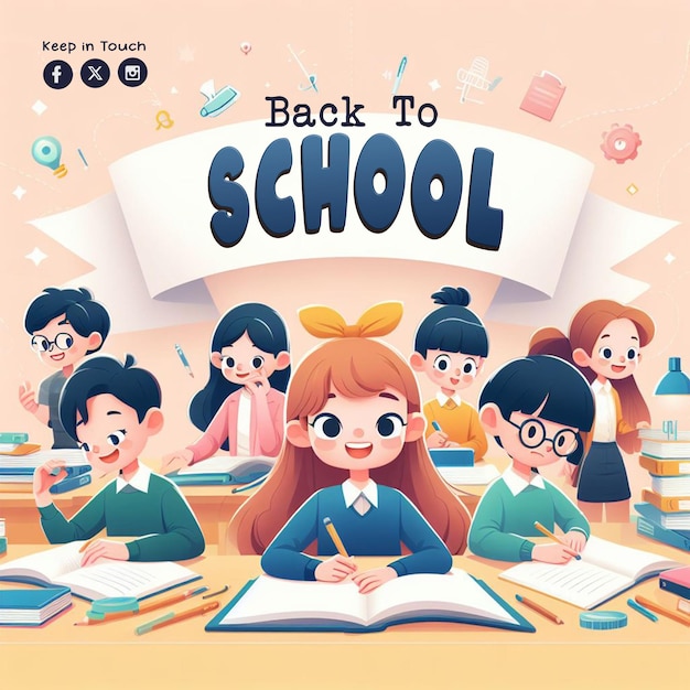 PSD back to school flyer and poster template