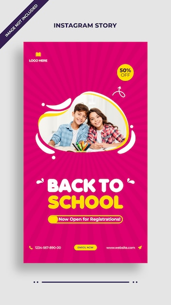 Back to school instagram  and facebook post story template