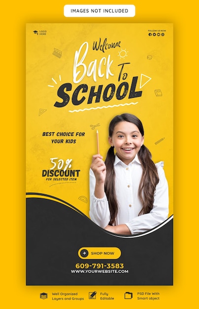 Back to school instagram and facebook story template