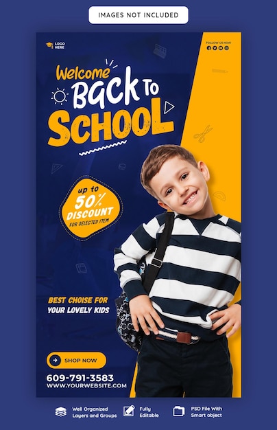 PSD back to school instagram and facebook story template