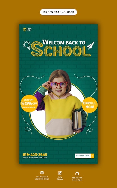 Back to school instagram and facebook story template