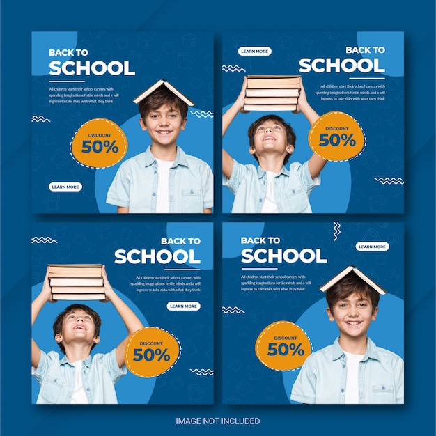 PSD back to school instagram post bundle template