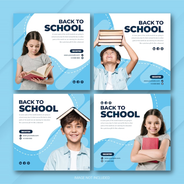 PSD back to school instagram post bundle template