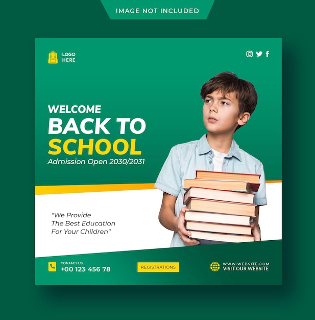 back to school instagram post or social media post template premium psd