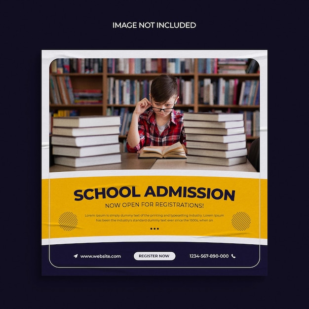 PSD back to school instagram post or square web banner template