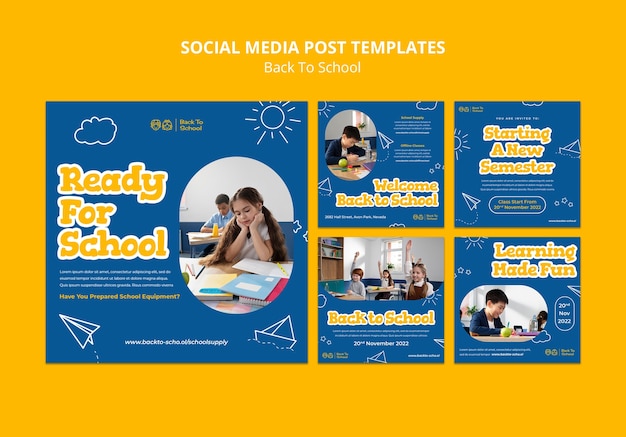 PSD back to school  instagram post template design