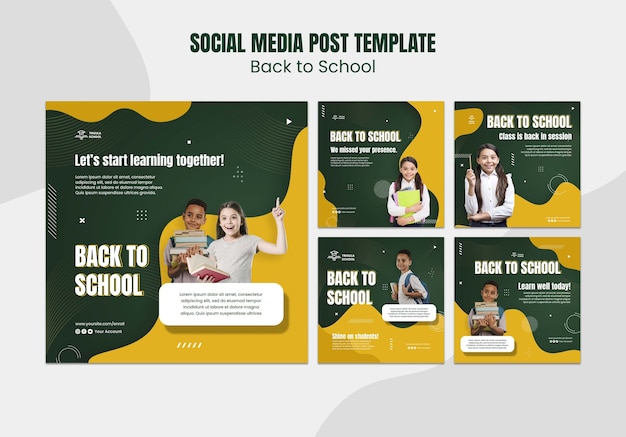 PSD back to school instagram post template design