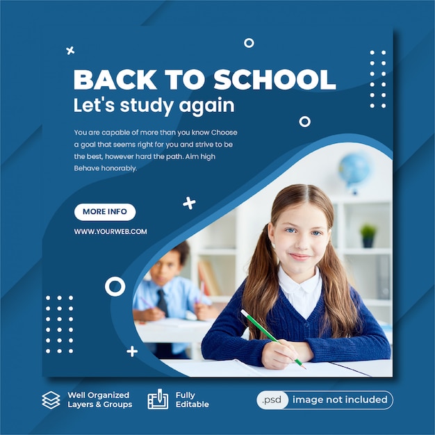 PSD back to school instagram post template