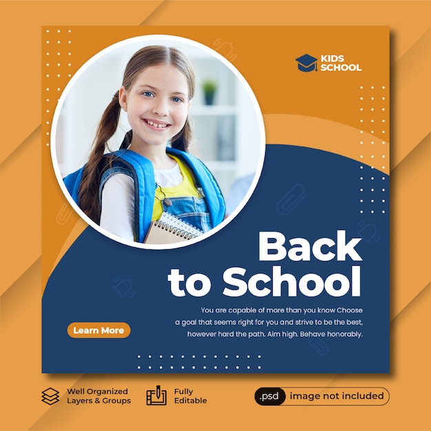 PSD back to school instagram post template