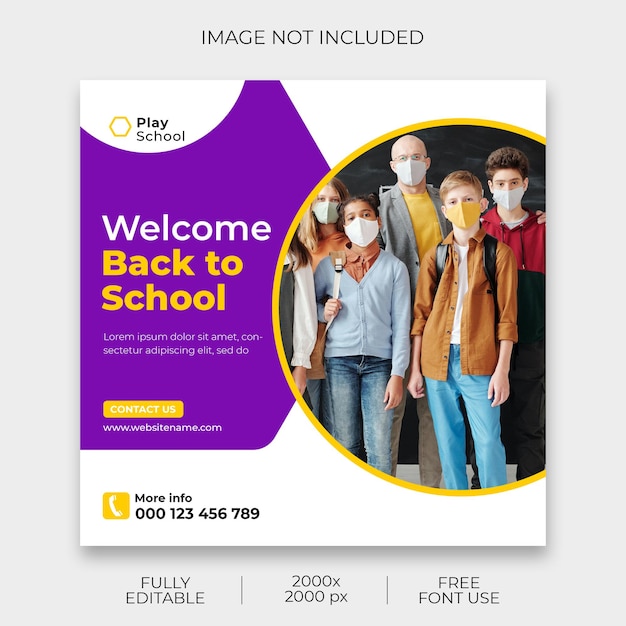 PSD back to school instagram post template