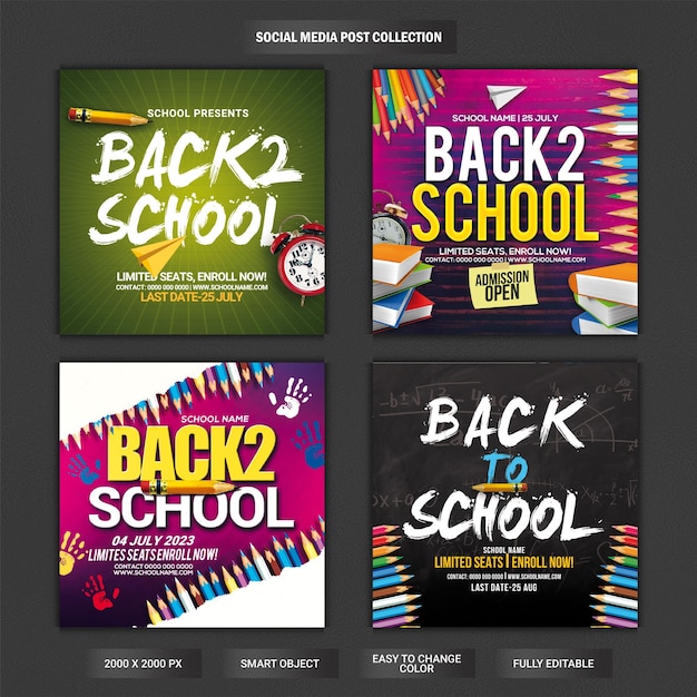 PSD back to school instagram post template