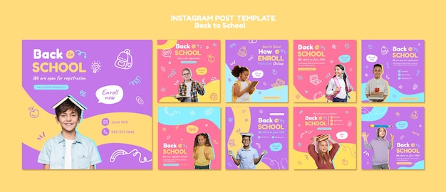 PSD back to school instagram posts collection