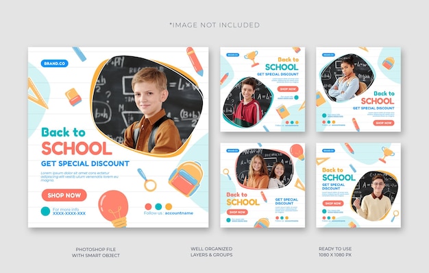 PSD back to school instagram posts collection