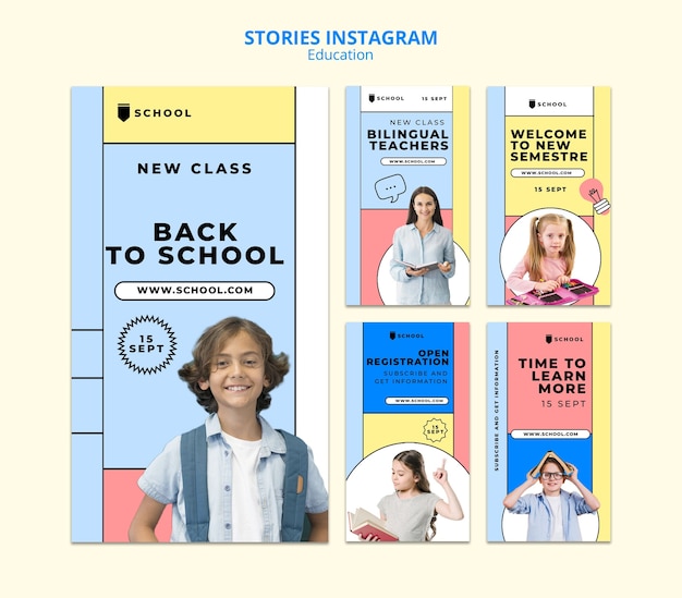 PSD back to school instagram stories collection