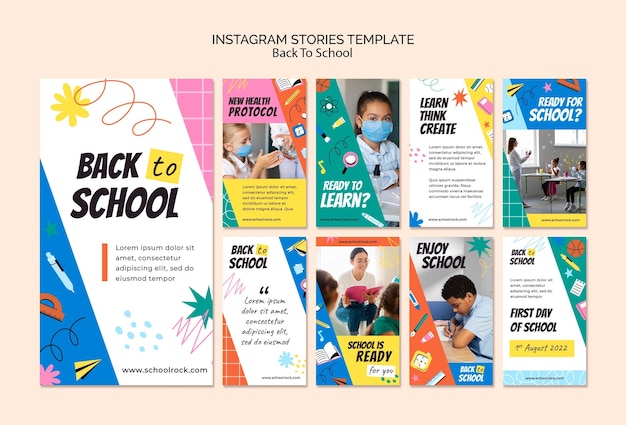 PSD ritorno a scuola modello di progettazione di storie di instagram