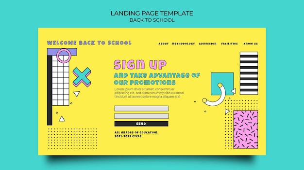 PSD back to school landing page template