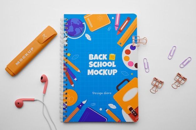 学校に戻るための素材のモックアップ