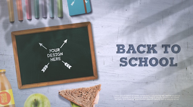 Back to School Mockup Chalkboard and Lunch Break