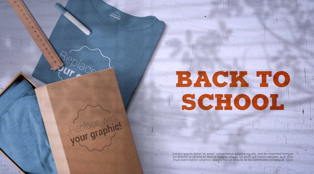 Back to school mockup with merchandise