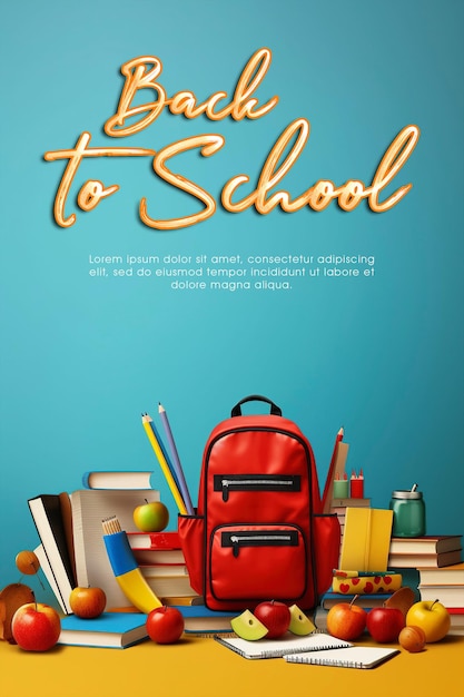 PSD back to school poster design for social media template