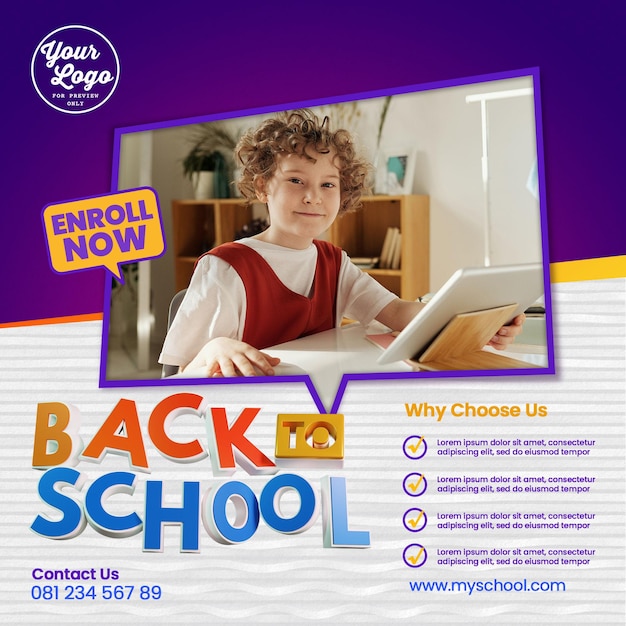 Back To School Promotion for Social Media Post 3D Render