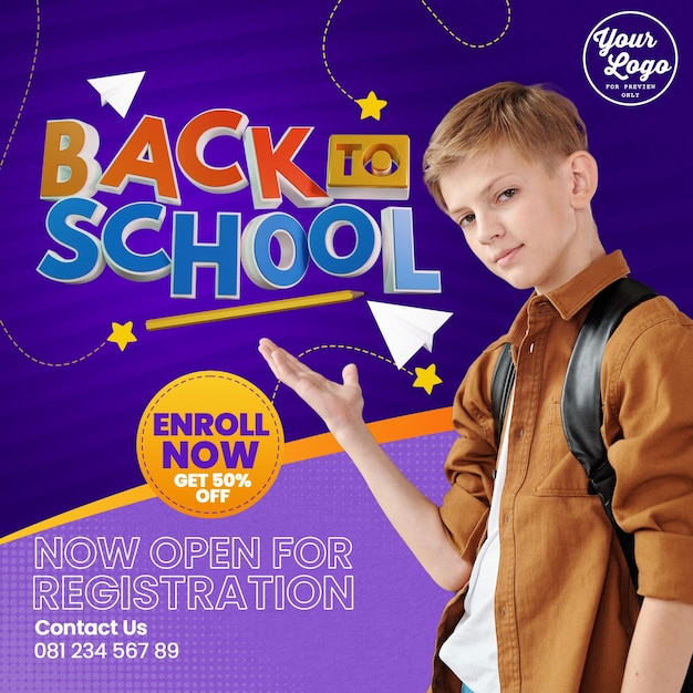 Back to school promotion for social media post 3d render