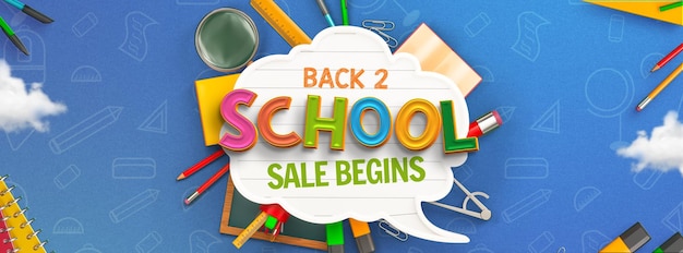 back to school sale facebook cover template with education elements
