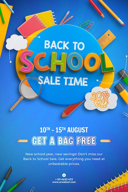 back to school sale poster template with education elements