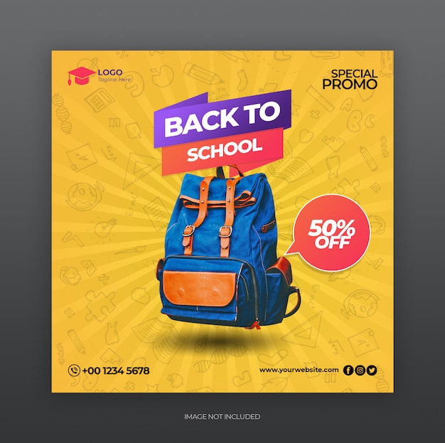 Back to school sale promotion for social media post banner template