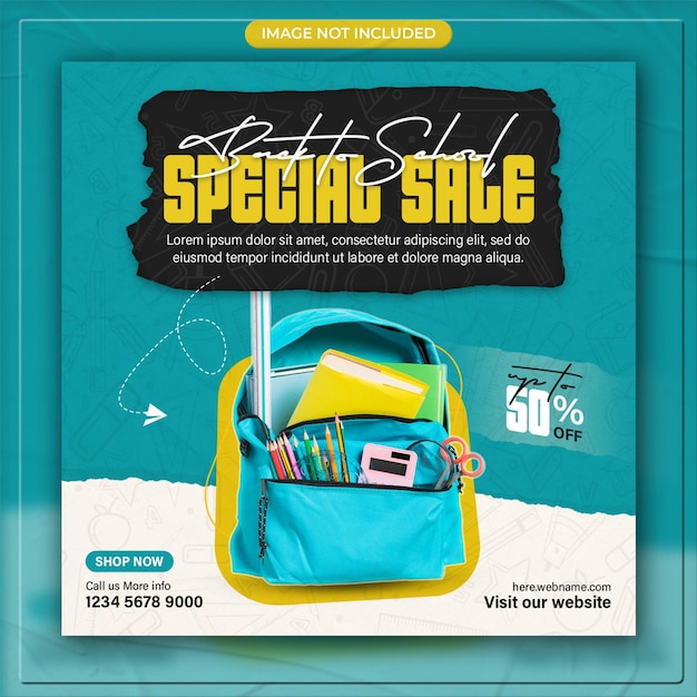 Premium PSD Back to school sale social media post banner or square