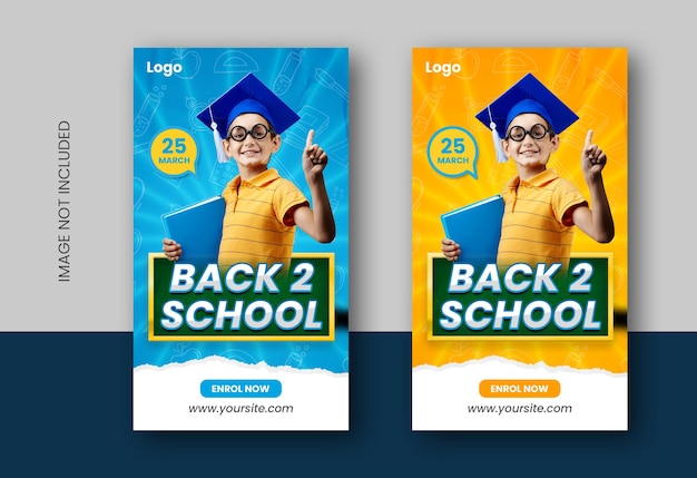 Back to school or school admission educational social media instagram stories design