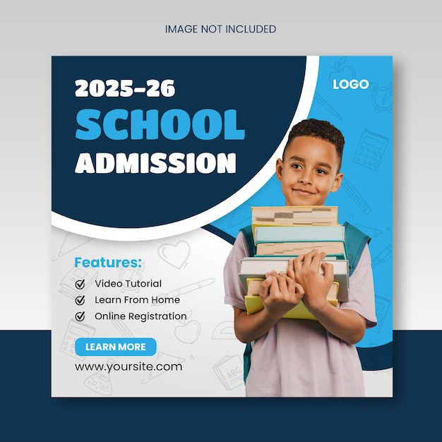 Back to school or school admission educational social media post or squire banner