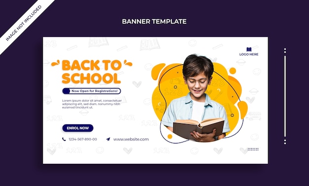 Torna a scuola semplice banner web orizzontale o modello di post sui social media