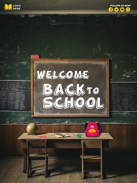 Back to school social media post banner design template