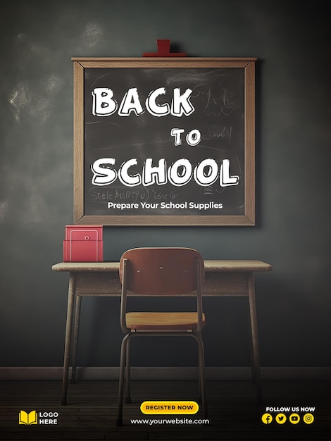 PSD back to school social media post banner design template