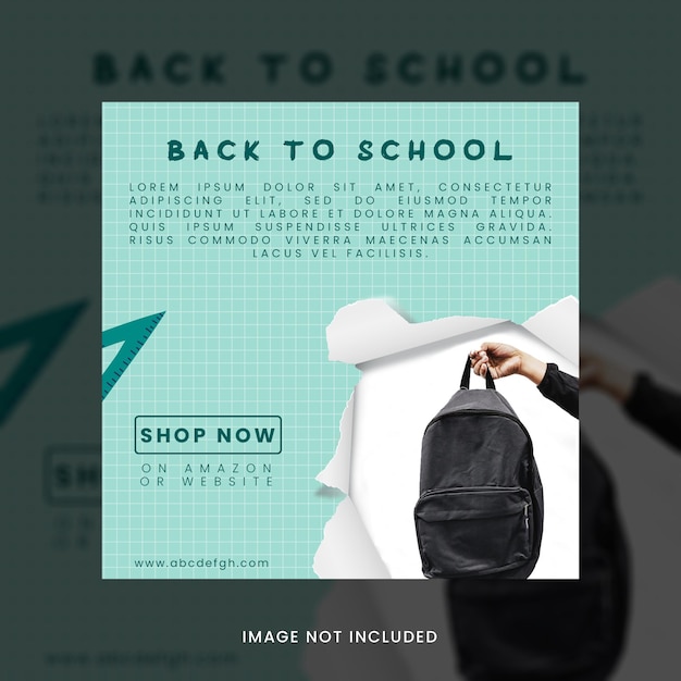 PSD back to school modello di banner per i social media