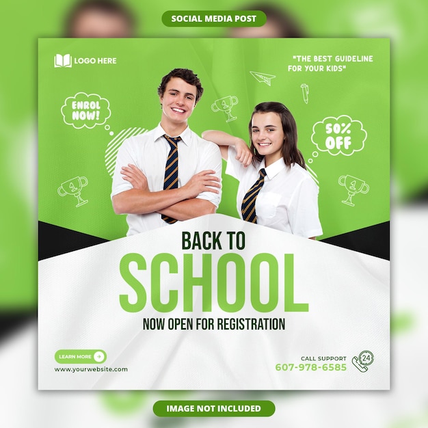 Back to school social media post banner template